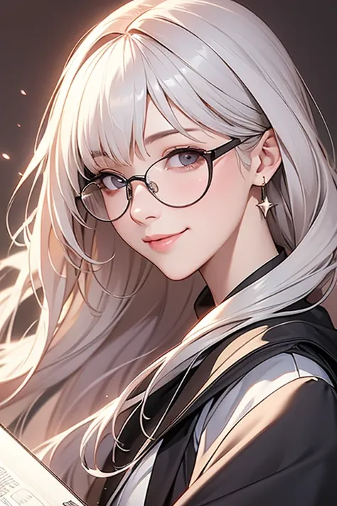 Best Quality、masterpiece、High sensitivity、High resolution、Detailed Description、Delicate facial depiction、Slender women、Glasses、Smiling face、ＬＰPick up the record、