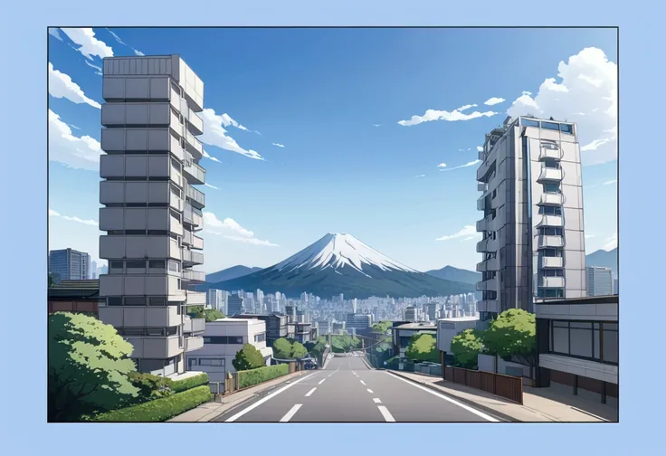 High resolution, 8k, best quality, masterpiece, ultra detailed, anatomically correct, masterpice game, game background, background only, (blue sky:1.2), (sky only:1.5), mountain, skyline, horizon, daytime, scenery, on ground, in Okutama Town, in Tokyo, fro...