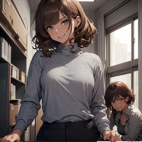 Masterpiece, best high quality image,HD, High quality, best quality, horror and gore, character alone.
{{((1:character: a 46-years-old light-brown hair principal woman:(fair skin. light-blue eyes. short-medium curly light-brown hair. sadistic smile. psycho...