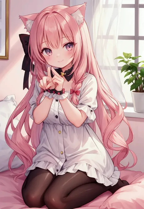 Girl,Cat ears,smile,Cat Pose