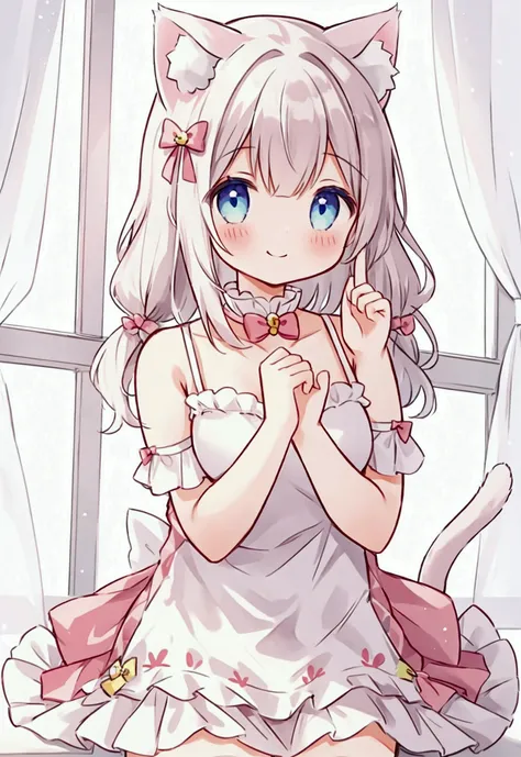 Girl,Cat ears,smile,Cat Pose