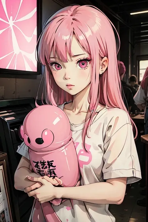 pink hair girl pink eyes anime girl