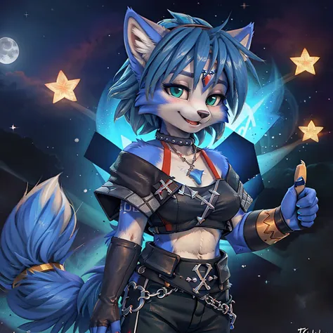 A beautiful and detailed (cute picture) from ((krystal)), Star Fox krystal,  green eyes, medium breasts, (((Long blue hair 1.3))),  anthro, Fuzzy, (from Fluff-Kevlar, Bayard Wu, personalize me, Pino Daeni),  detailed Fluffy fur, detailed face, (Fluffy), 1 ...