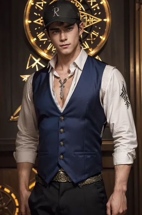 Enchanted Clock Tower
"In the heart of a bustling steampunk city, an enchanted clock tower looms over the streets, its gears and cogs whirring with magical energy. A tall, lean, and muscular man with smooth white skin stands confidently at its base. (His s...