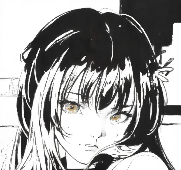 Anime girl with short hair and bow tie looking at camera, Beautiful anime outline, perfect line art, Intense line art, Anime Shading), clean line art, thick black line art, Clean detailed anime style, simple line art, line art, Semi-realistic anime style, ...