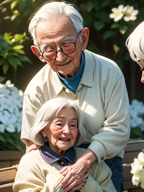 Elderly animal couple , Happy times, (soft focus ,  Shallow focus , soft light ) , euphoria , Spiritual connection , Physical connection