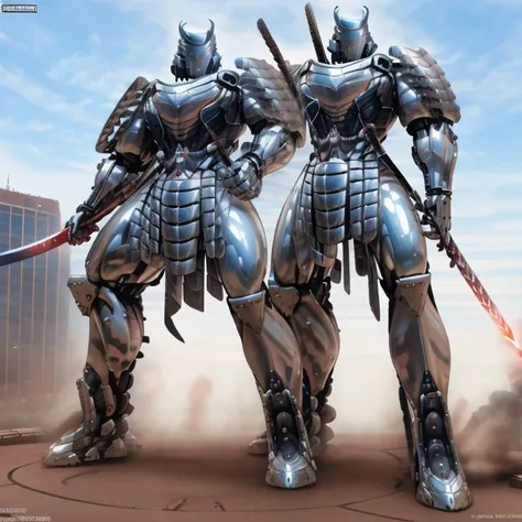 silver samurai.
- masterpiece. best quality. full body. 1boy.
- armor suit. (full armor. cyborg. science fiction. combat helmet) 
- dominating silver samurai. silver samurai is over 1000 meters long. focus GIANT mechanical Muscular silver samurai is trampl...