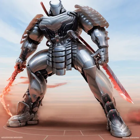 silver samurai.
- masterpiece. best quality. full body. 1boy.
- armor suit. (full armor. cyborg. science fiction. combat helmet) 
- dominating silver samurai. silver samurai is over 1000 meters long. focus GIANT mechanical Muscular silver samurai is trampl...