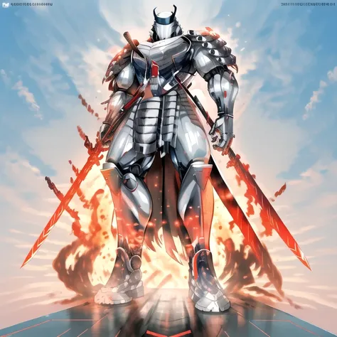 silver samurai.
- masterpiece. best quality. full body. 1boy.
- armor suit. (full armor. cyborg. science fiction. combat helmet)...