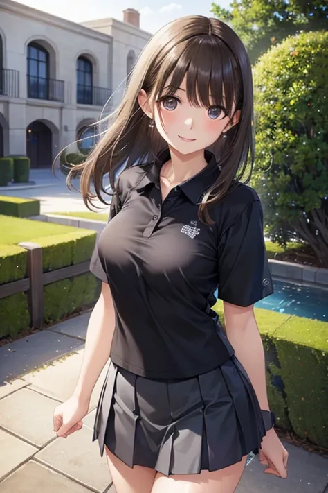 my grandmother、Shiny brown hair,  (Beautiful brown eyes、Sparkling eyes, Fine grain)、smile、Ultra-detailed eyes、非常にDetailed face, Highly detailed eyes,Cowboy Shot、

nsfw,
Best Quality, Detailed face, One girl, Middle chest, smile, ((Black polo shirt, BREAK G...