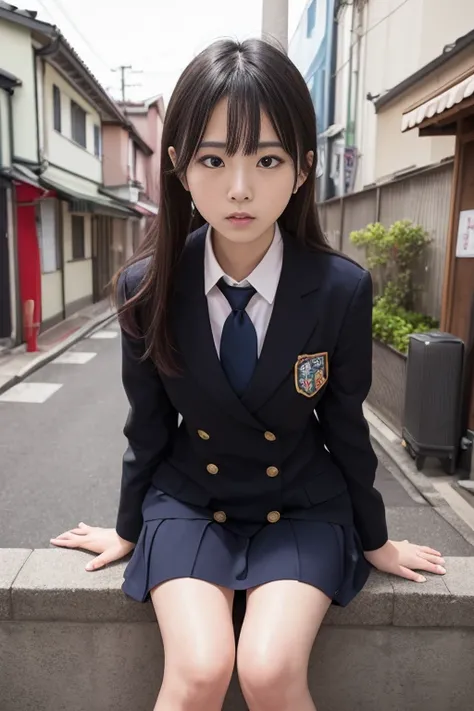 Top quality masterpiece, 8k, , Japanese Girls, RAW Photos, Absurd, 受賞ポートレート笑face, 笑face, Alone, Uniform, Summer Clothes Idol&#39;face, violet, Gardenia, Delicate girl, Long black hair, Dark Eyes, Upper body digital SLR, Observe the audience, Frank, Sophist...