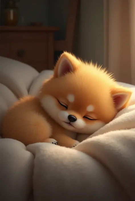 Pomeranian looking sleepy