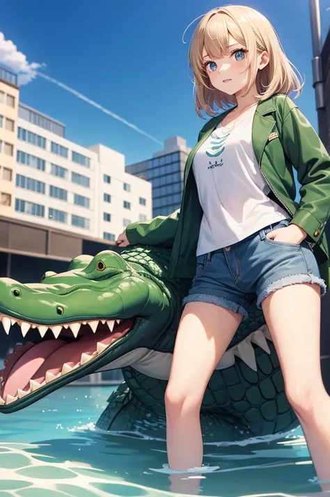 1girl, Crocodile pattern