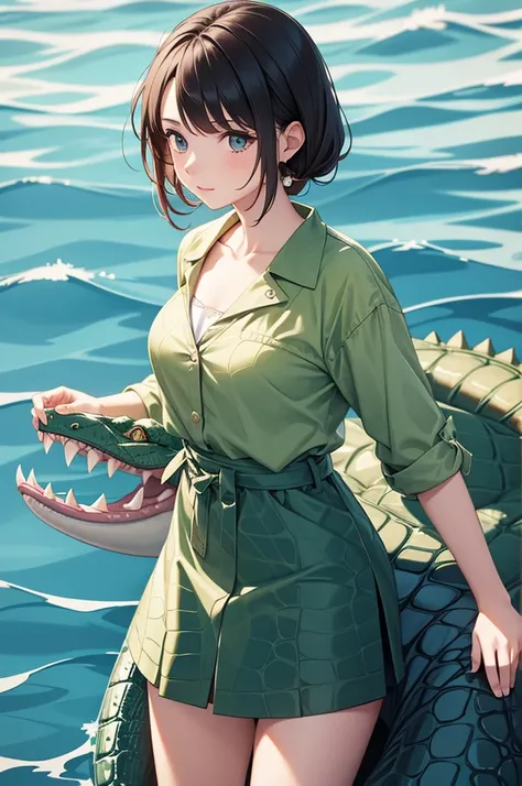 1girl, Crocodile pattern