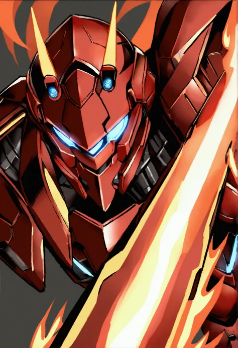 Award-winning close-up photography of a red cyborg in heavy armor with tooth, barrage of fire from an energy weapon, combat drones, ISO 800, 1/250s — ar 3:4 — niji 6