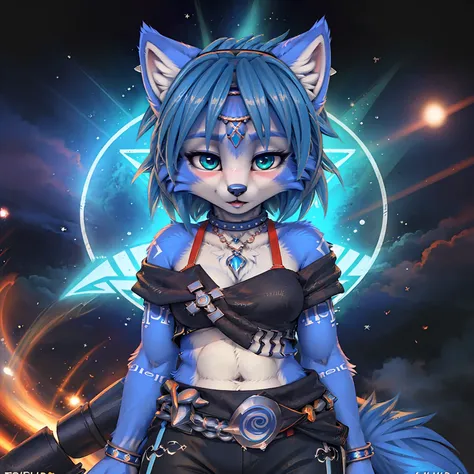 A beautiful and detailed (cute picture) from ((krystal)), Star Fox krystal,  green eyes, medium breasts, (((Long blue hair 1.3))),  anthro, Fuzzy, (from Fluff-Kevlar, Bayard Wu, personalize me, Pino Daeni),  detailed Fluffy fur, detailed face, (Fluffy), 1 ...