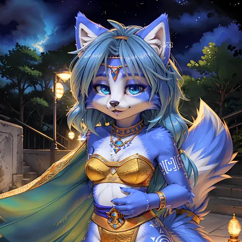 a beautiful and detailed (cute picture) from ((krystal)), star fox krystal,  green eyes, medium breasts, (((long blue hair 1.3))...