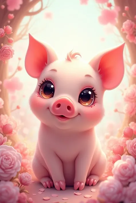 cute、Big eyes、Fancy、pastel、bright、Best Quality、Ultra delicate、anime、Cute Pig