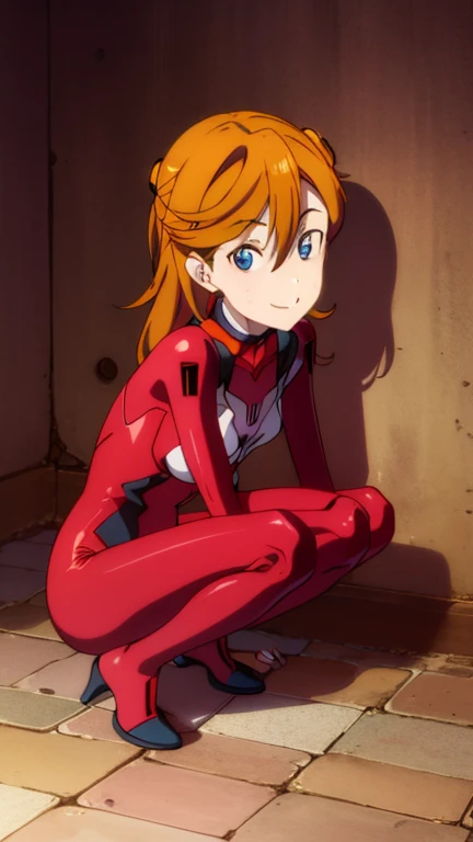 asukalangley, asuka langley soryu, (souryuu asuka langley:1.2), long hair, bangs, blue eyes, brown hair, hair ornament,
BREAK bodysuit, pilot suit, plugsuit, (red bodysuit:1.5), interface headset,
indoor,(((shadow)))
BREAK looking at viewer, smile,squattin...