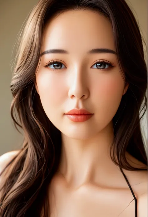 Japanese Mature、50 years old、Voluptuous、Glossy long brunette hair、Fuji frame、Narrow face and almond-shaped eyes、The corners of the eyes are slightly drooping、Double eyelids、The eyes are sunken、The bridge of the nose is clearly visible、The eyebrows are thin...