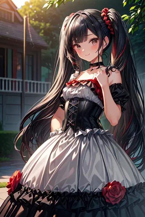 Girl posing for a photo, ((One Girl)), (((Baby Face:1.6))), (((cute:1.6))), ((Short girls)),   
break 

(((Black and Red:1.4)Gothic Dress:1.2) : (elegant) + ((Quinceanera)) + ((Gothic Fashion)) + (Floor Length) + ((Long skirt dress:1.4)) + ((Black and Red)...