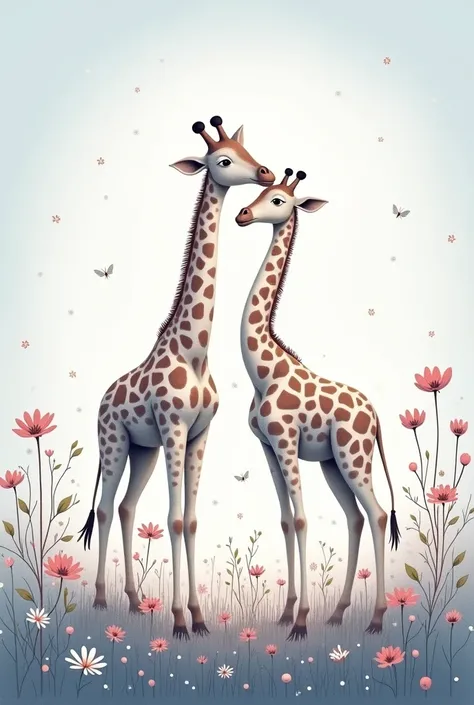 🤍🩷🤍

Giraffes in Love.
Delicate fine-pointed pointillism. Minimalism.zentangle.
Bluish-delicate-lilac-rowan.
Giraffes in Love.
Wreaths of wild flowers. 
field.