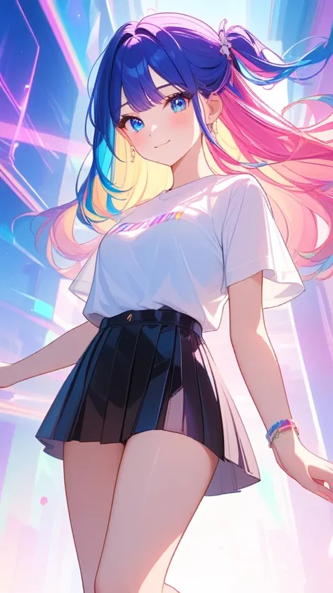 masterpiece,bestquality,superwideangle,fingeraudience,1girl,pinkandbluehair,hand,cuteanimeface,tears,masterpiece,transparentcolorPVCclothing,transparentcolorvinylclothing,wholebody,glitchlump}onface,smile,mediumhair,filmgrain,lens_flare,colorful,chromatica...