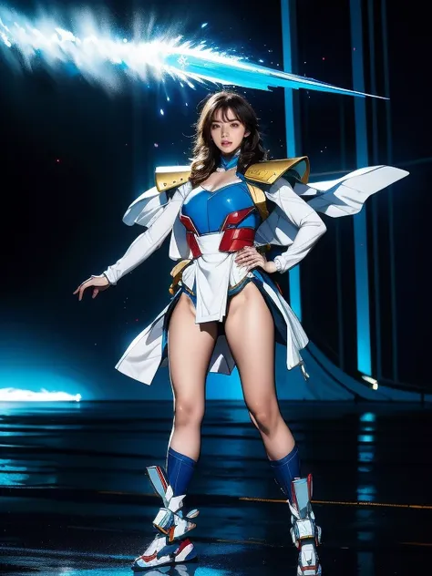 full body shot, very detailed, the costume colors were inspired by gundam.、8k, actual photos, impressive lighting, dynamic actio...