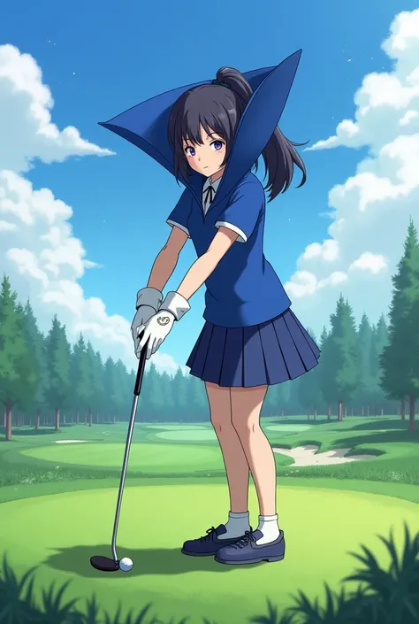 Fire Emblem Lucina wearing a Massive Blue Popped Collar Polo while playing Golf