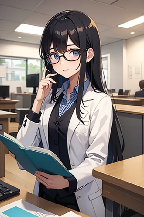 researcher，Glasses，laboratory，Long hair