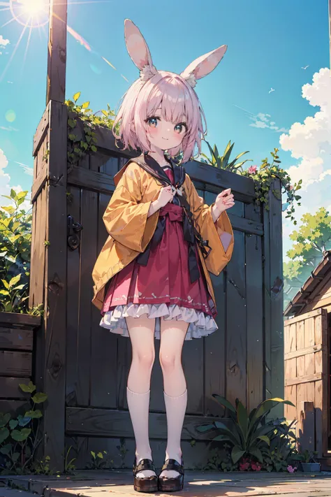 absurd, absolute resolution, incredibly absurd, super high quality, super detailed, official art, unity 8k wall, masterpiece
BREAK
One , innocent, rabbit, small and young toddler, cute tiny baby body size , cute smile ,  (Super detailed),  ((Standing under...