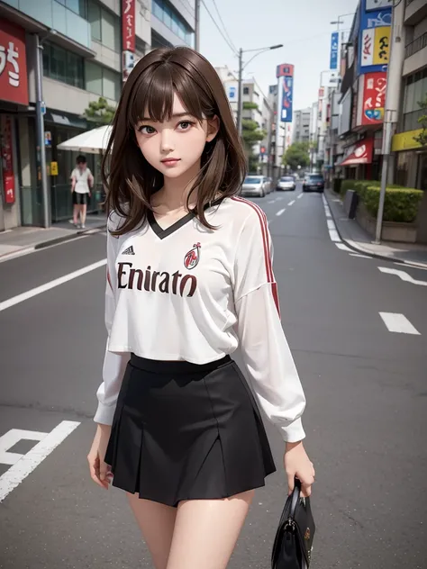 8k, Best Quality, The real picture, Intricate details, Very detailed, Ultra-high resolution, Depth Field, Tabletop, (Full Body Shot), (1 girl), (Standing pose), eye_Chan, so beautiful, innocent big eyes, Highly detailed cute girl, 20 years old, (Brown Hair...