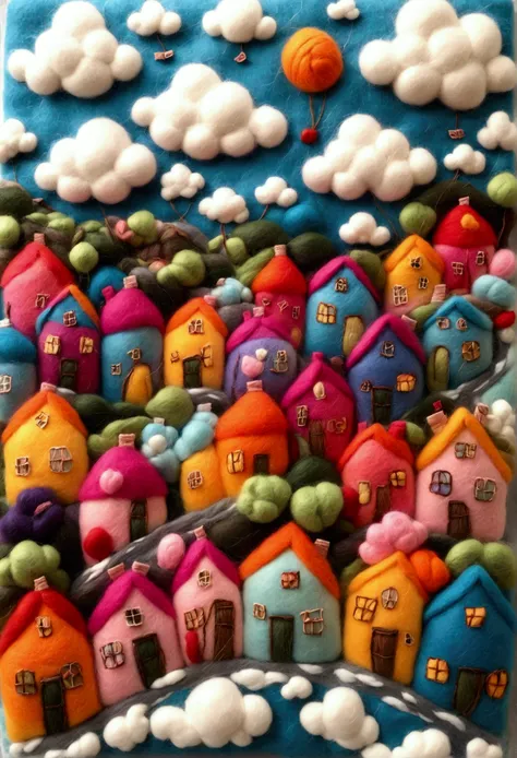 very strong felt style: The streets were lined with small shopsand houses made of clouds and cotton candyand.made of wool felt