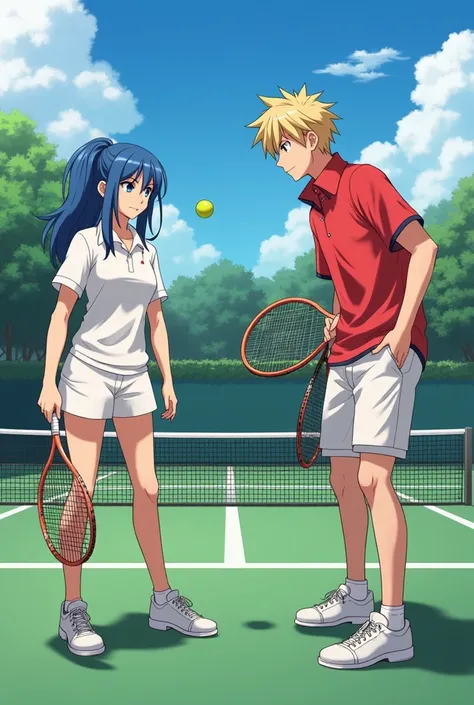 Fire Emblem Lucina with her Preppy boyfriend are both wearing Massive Popped Collar Polos while playing Tennis