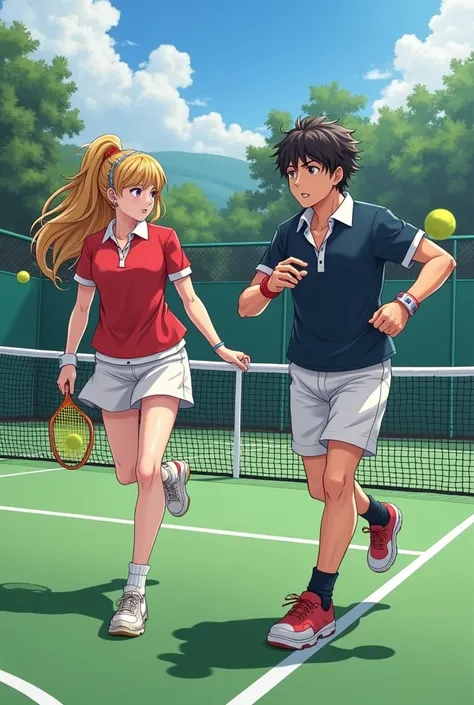 Fire Emblem Lucina with Fire Emblem Ike are both wearing Massive Popped Collar Polos while playing Tennis