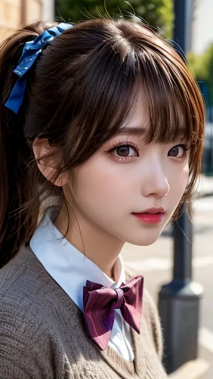 Realistic:1.4, 8k), Please redeem, masterpiece, Ultra-high resolution, Perfect dynamic composition, Big Face、Round face、((Light brown hair:1.4))、Highly detailed skin and facial textures:1.3, Body details, 1 girl, , ((Totally captivating:0.9)), ((School uni...