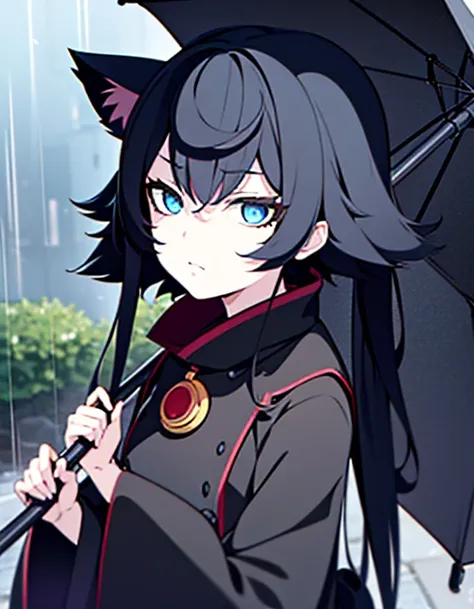 Anime girl with black hair and black umbrella in the rain, Guiz, Guiz on pixiv artstation, من Arknights, Guiz on artstation pixiv, Neferpito, Anime Mo, Zerochan Art, Beautiful anime girl with cat ears, shalltear from overlord, Popular on ArtStation Pixiv