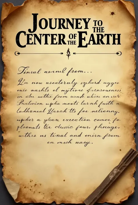 I want an old paper with a code written in handwriting, being the code "1.13.1 - 1.3.11 - 2.20.7 - 2.5.12 - 1.1.5 - 2.19.3 - 3.7.9" below "Journey to the centre of earth"