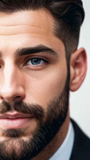 A handsome Jewish man focuses on his face