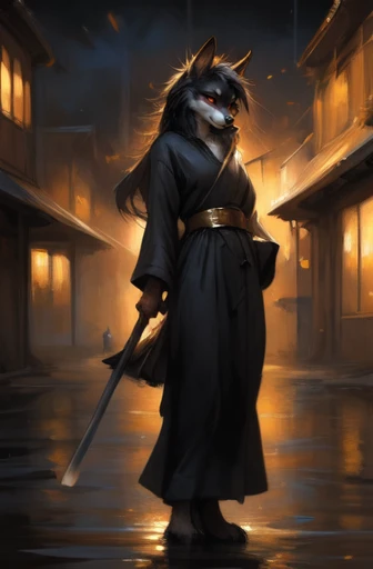 por kenket, by totesfleisch8, (por thebigslick, by silverfox5213:0.8), (by syuro:0.2), katana, steel katana, gold hilt, Perfect glossy black sheet, 