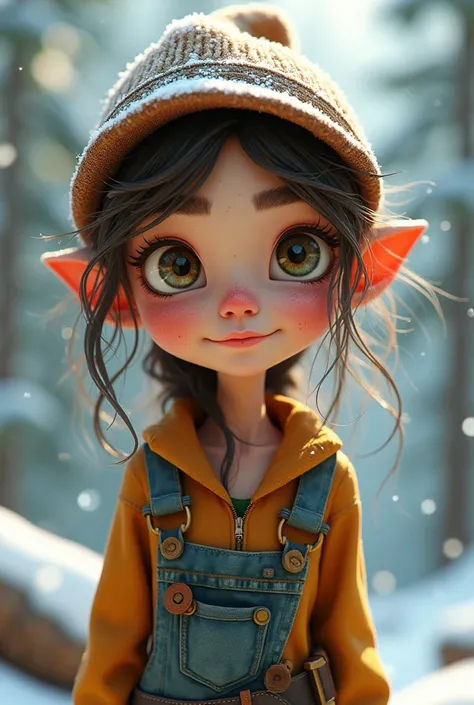 3d,cartoon, lovely female lumberjack: Style Aly Fell, octane render, digital oil art, bohemian steampunk , vibrant eyes , messy hair ,hiperdetalhado de uma garota 3d,((Tim Burton Style)), lovely very beautiful, frost, fantasy mix