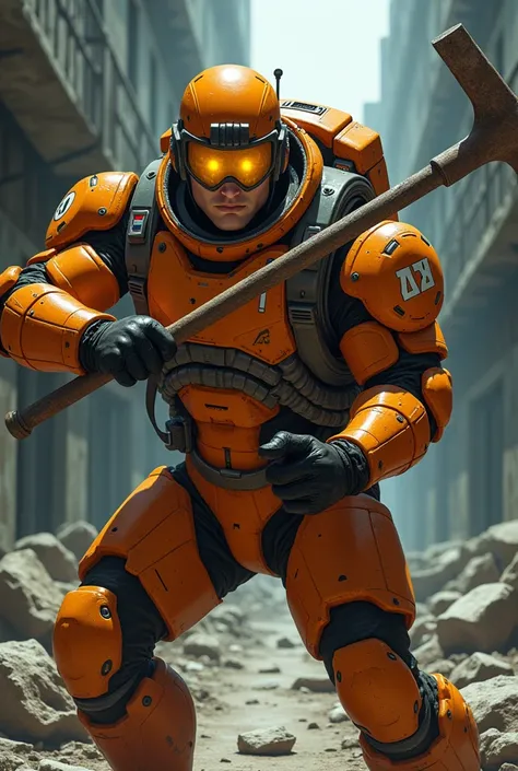 “Japanese animation style character of Gordon Freeman from Half-Life 2, dressed in an orange HEV full-body protective suit with the lambda symbol prominently displayed on the chest. The HEV suit, designed at Black Mesa to protect scientists in hazardous co...