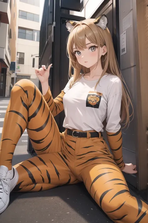 1girl, Tiger pattern