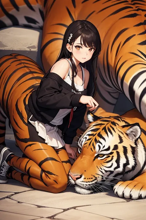 1girl, Tiger pattern