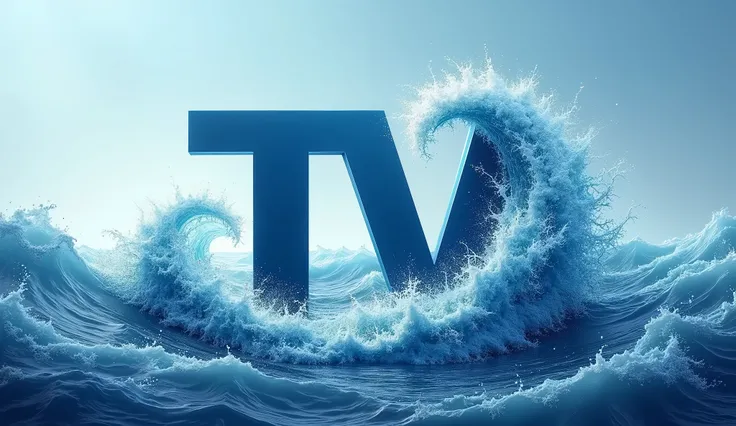 I need you to design a logo that contains the word Tv  and that contains elements such as sea waves and esñuma