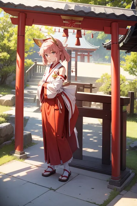 1girl,　shrine miko