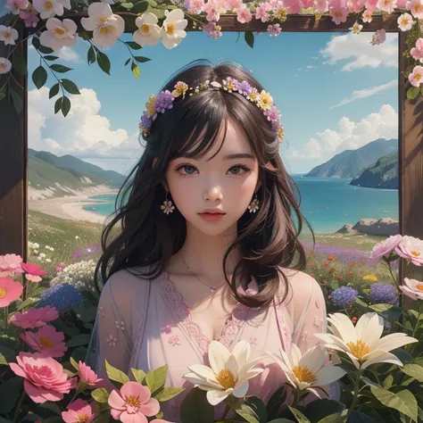 ((best quality)), ((masterpiece)), (detailed), landscape, No person, screen with full of colorful flowers, a lot of colorful flowers, Colorful flowers filling the screen