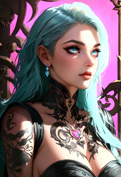 beautiful digital artwork, beautiful digital art, detailed gorgeous face, 10k high quality detailed art, very beautiful digital art, digital art. highly detailed, beautiful detailed body, Create a hyper detailed photograph of a perfectly simetrical tattooe...