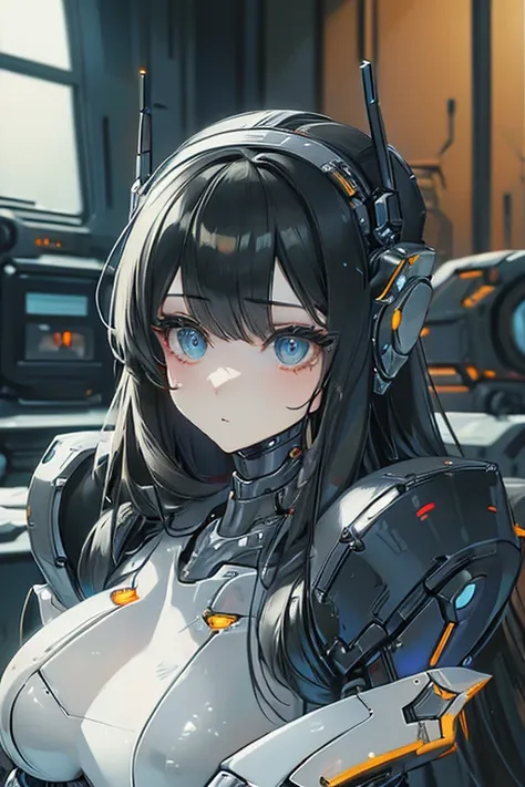 (masterpiece),(Highest quality),(Super detailed),(Best illustrations),(Best Shadow),(Absurd),(Detailed Background),(so beautiful), 16K, 8K, 4K,(Best Shadow),robotization,woman ,big bust,Robot Joint ,Metal skin,Black robot Suit,long hair,a black robot suit ...