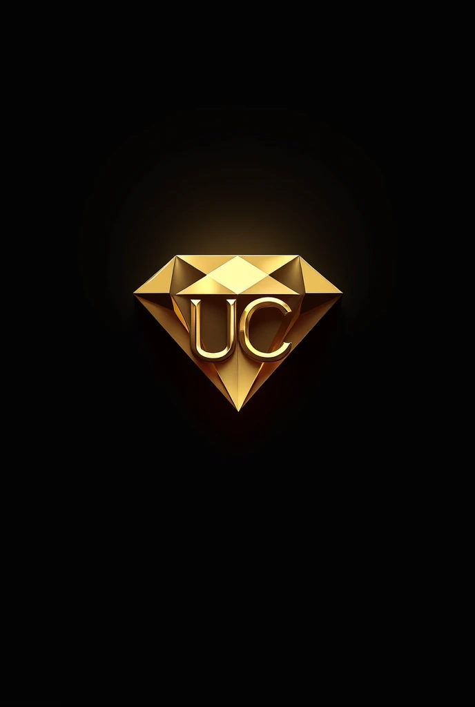 Create me a never before seen logo for a clothing website called urbanlux_clothes that have as a logo a very realistic gold-colored diamond and a black background and that in the middle of the diamond have the initials UC